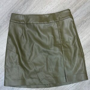 The Drop Olive Faux Leather Skirt Mini Trendy Style